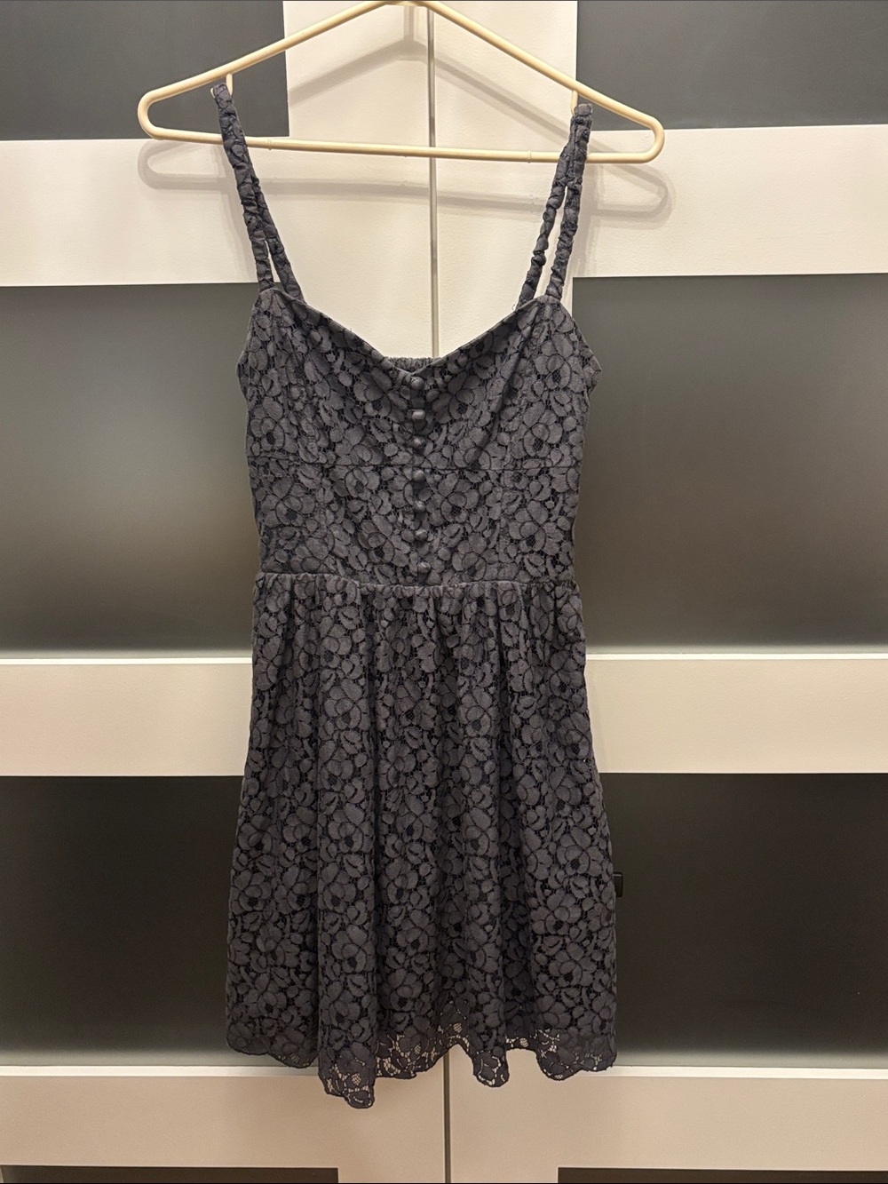 TALULAH Charcoal Gray Lace Mini Dress
